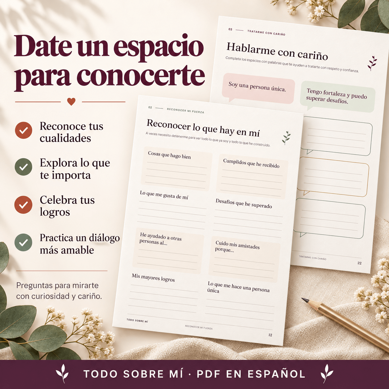 Todo sobre mí: Cuaderno de autoestima y amor propio en PDF - Image 2