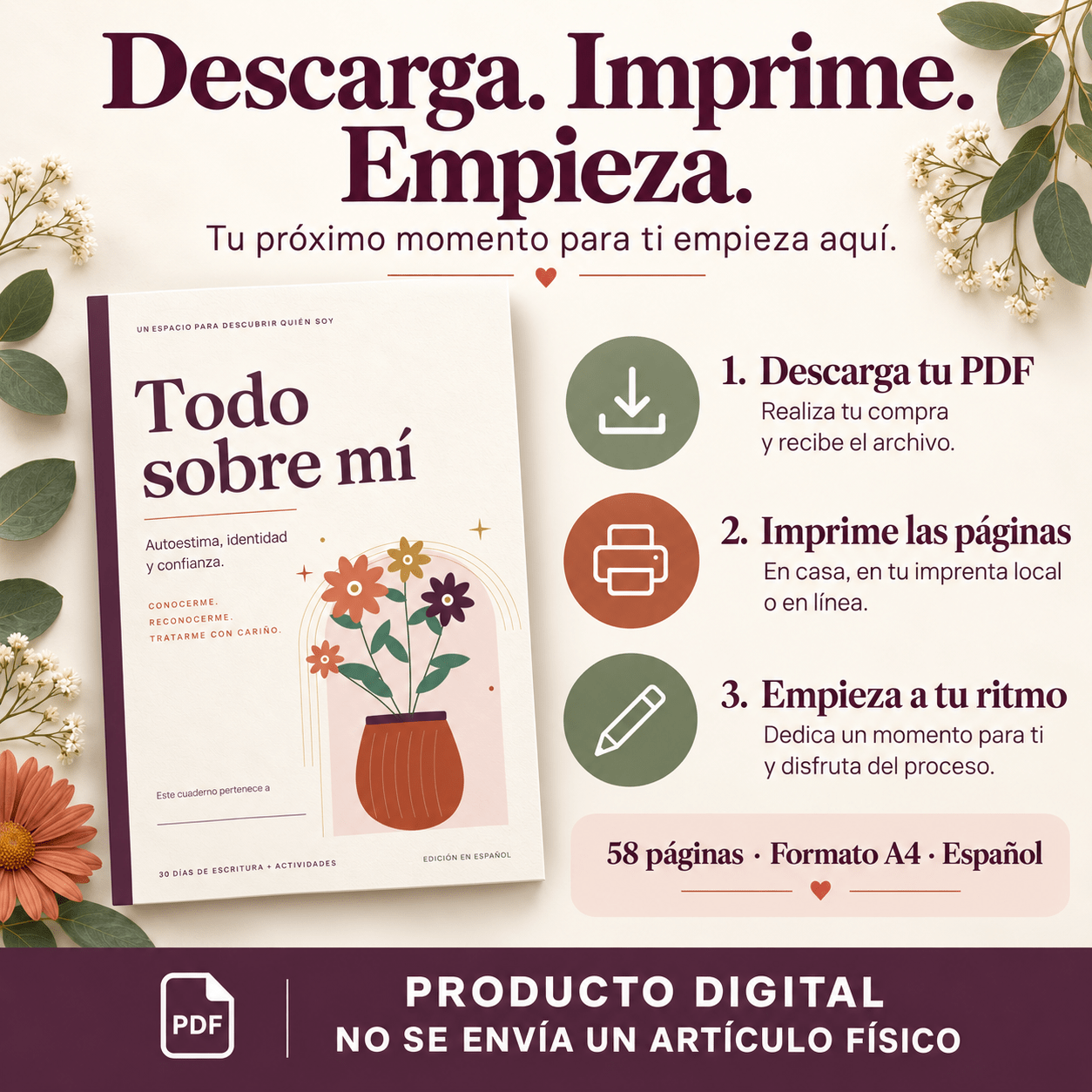 Todo sobre mí: Cuaderno de autoestima y amor propio en PDF - Image 7