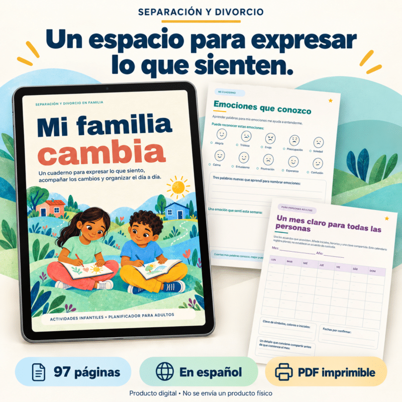 Mi familia cambia: cuaderno sobre el divorcio para niños y planificador para padres (PDF)